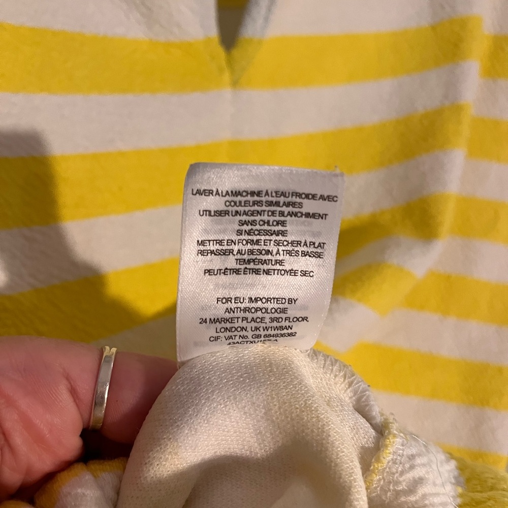 Anthropologie Postage Stamp Brand Yellow Striped Top Gem